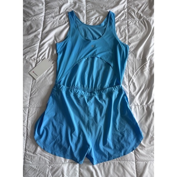 New Size 10 Lululemon Open-Back Running Romper 3" KYBL Kayak Blue Light NWT - Picture 5 of 9